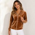 thumbnail image 6 of WULMLEO Hoodies Women Velvet Long Sleeve Zip Up Hooded Oversized Sweatshirts Cute Pullover Tops Loose Fit Work Sweaters Coats with Pockets Brown S, 6 of 6