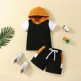 thumbnail image 2 of Sngxgn Baby Boy Pants Set Long Sleeve Contrast Sweatshirt Fall Winter Outfits(Black,90), 2 of 9