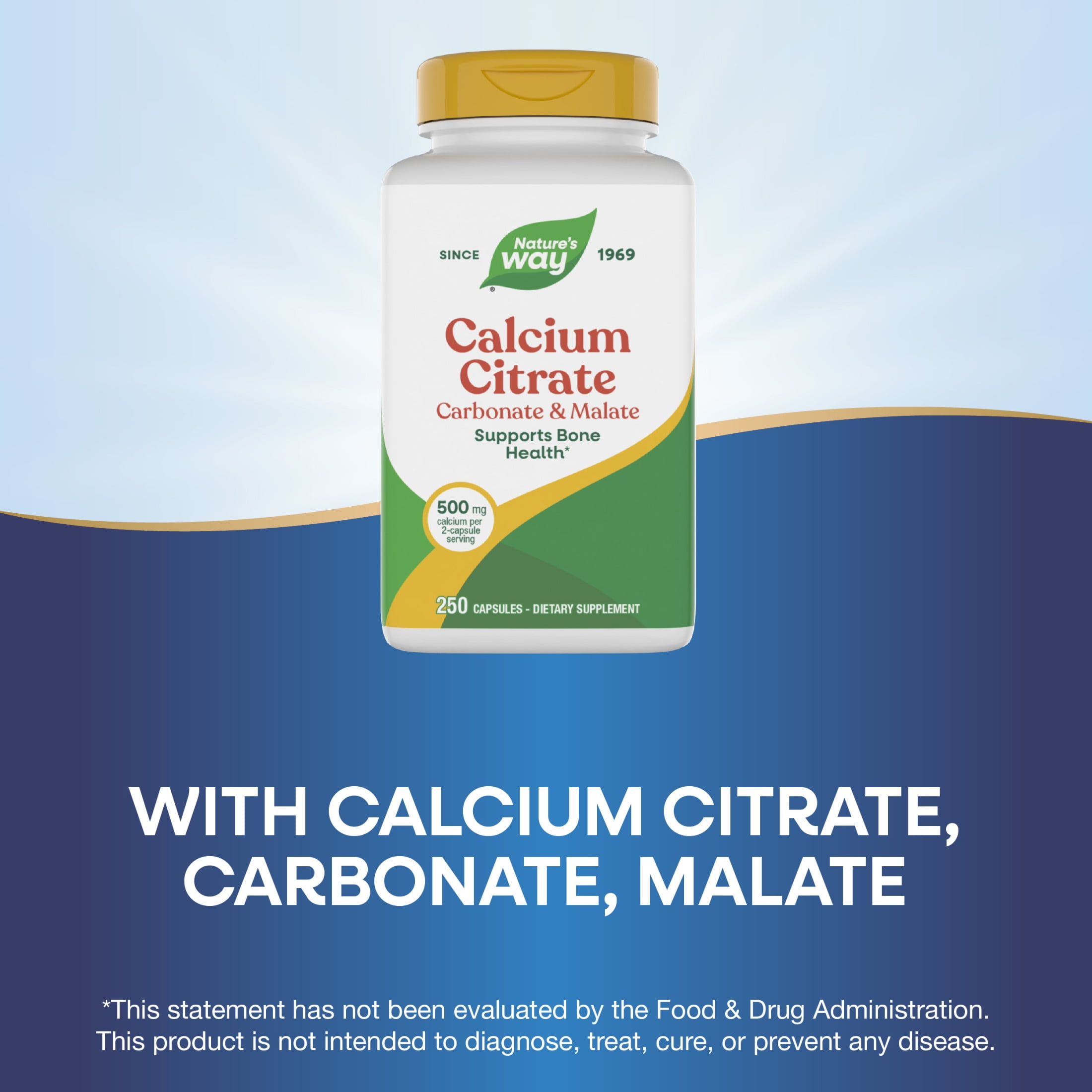 Nature's Way Calcium Citrate Capsules, Carbonate and Malate, Supports Bone Health*, Unisex, 250ct