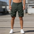 thumbnail image 6 of Ynynloco Men's Casual Cargo Shorts Zip Fly Cotton Elastic Waist Loose Fit Drawstring Short, 6 of 9