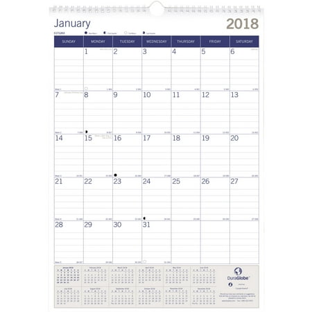 Rediform Monthly Wall Calendar, 12"x17", White - REDC171203