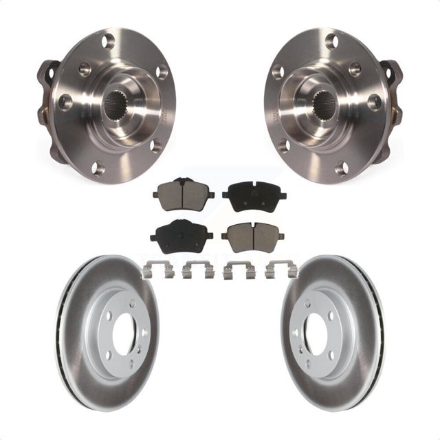 Transit Auto Front Hub Bearing Assembly Coated Disc Brake Rotors and Ceramic Pads Kit for Car Mini Cooper Countryman Paceman KBB-121042