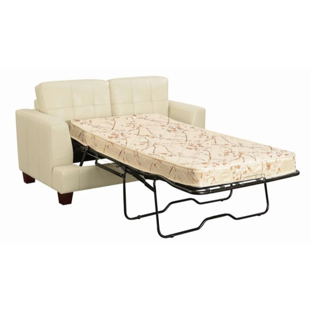 Sofa Love Seat Sleeper, Cream/Dark Brown