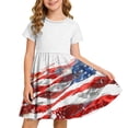 thumbnail image 2 of Odeerbi Niñas Día de La Independencia Vestido de Línea A Verano Patriótico Cuello Redondo Manga Corta Vestido Casual, 2 of 9