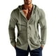 thumbnail image 1 of pstuiky camisas de manga larga para hombre, Camisas de manga larga con capucha y botones lisos y bolsillos informales de lino a la moda para hombre Tops casuales para hombres l, 1 of 9