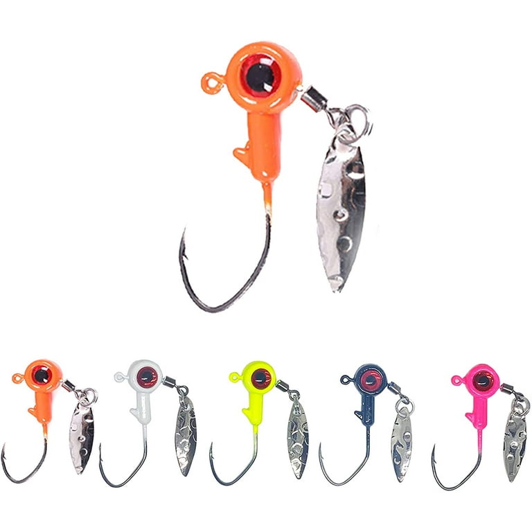 1/8 oz Jig Heads Freshwater Fishing Lures Jig Head with Eye Ball 10PCS  Painted Hooks Fishing Jigs for Bass/Crappie 