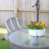 AuldHome Outdoor Flower Umbrella Planter for Patio Table, White ...