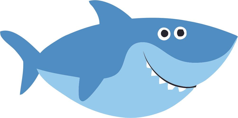 Shark Fat Smiley Blue Cartoon Character Peel and Stick Wall Art Decal ...