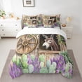 thumbnail image 3 of Homewish Cartoon Rustic Donkey Twin Bedding Sets 7-Piece for Kids, Western Green Cactus Bedding Comforter Set, Countryside Theme Sheet Sets, Microfiber Bedroom Decor, 3 of 8