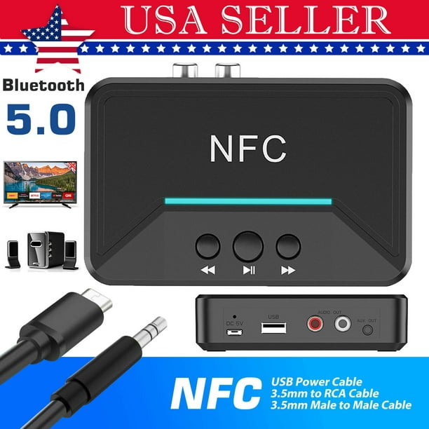 Bluetooth 5.2 Récepteur audio NFC USB Flash Drive Rca 3.5mm Aux USB Stéréo  Musique Adaptateur Sans Fil Wi