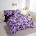 thumbnail image 2 of jejeloiu Mystic Paisley 7pcs Queen Bedding For Men Women,Bold Print Bedding Comforter Set Queen,Purple Black,Black Reversible, 2 of 7