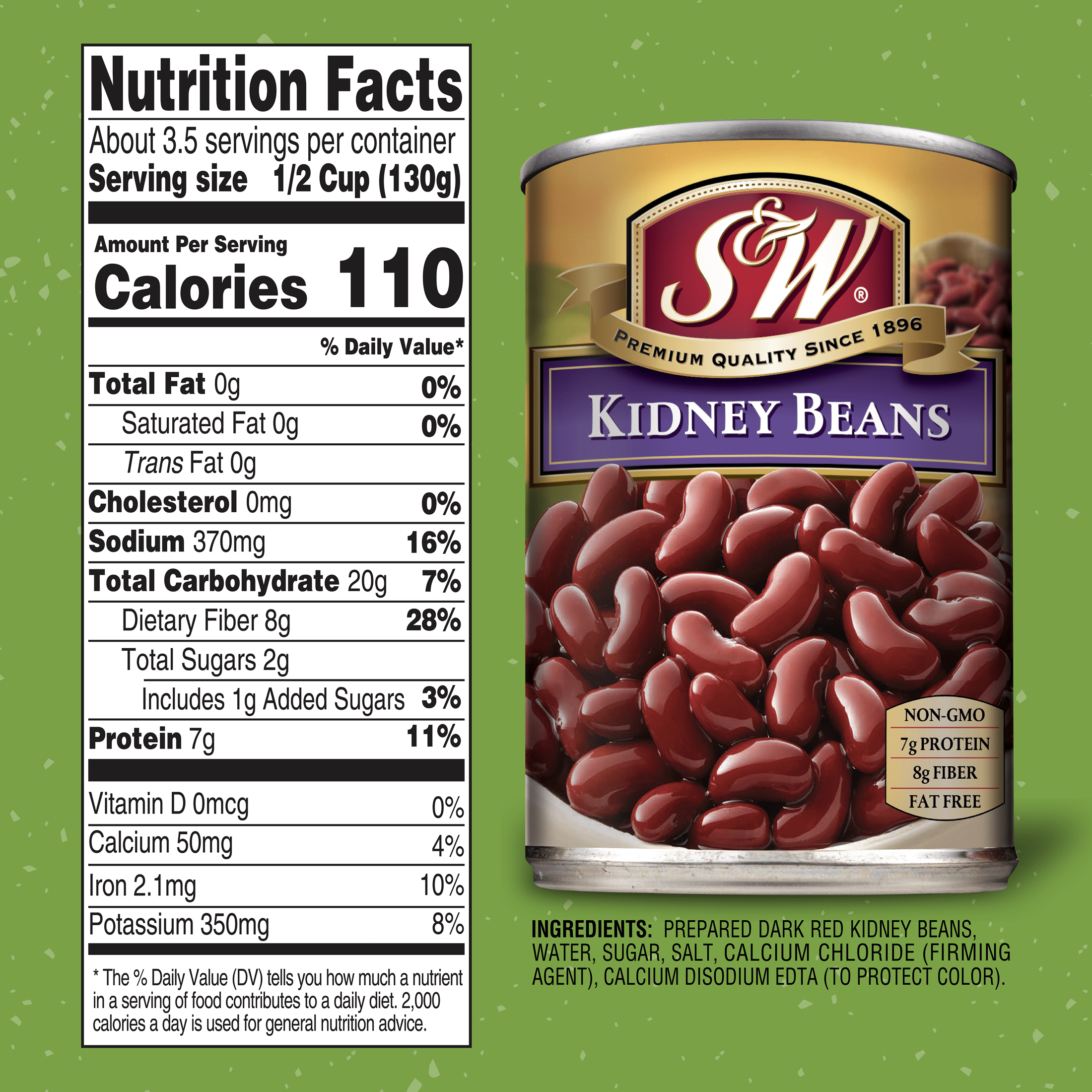 S&W Dark Red Kidney Beans, 15.5 oz Can