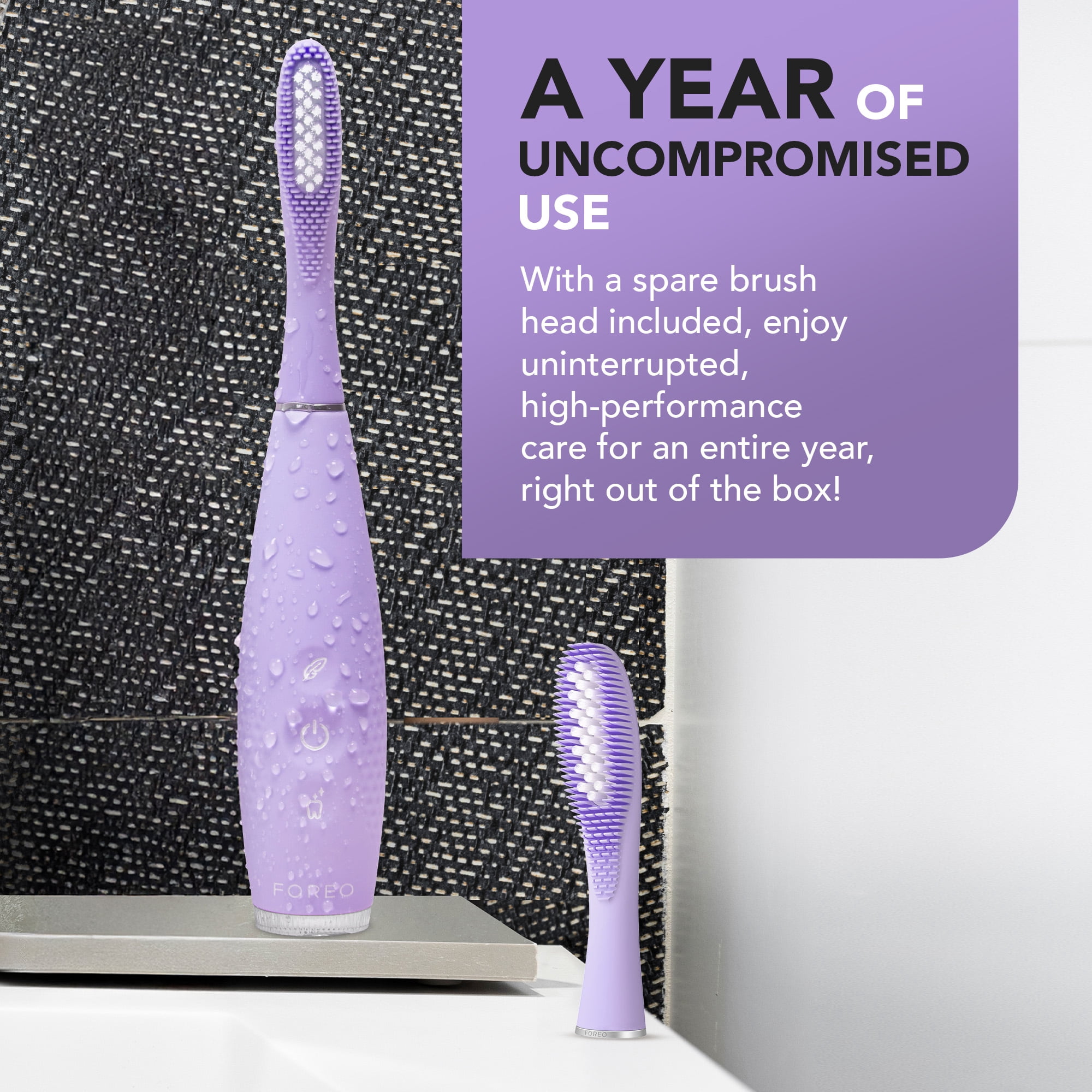 FOREO issa 4 plus Sonic Electric Toothbrush - 4-in-1 AI-Guided Rechargeable Toothbrush Bundle with Extra Silicone & Polymer Hybrid Brush Head, Soft Bristles, Whitening Teeth - Lavander