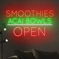 thumbnail image 2 of Handmadetneonsign Smoothies Acai Bowls Open Neon Sign, Smoothies Bowl Wall Art Decor, Fruit Food Wall Decor 51862, 2 of 5
