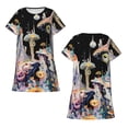 thumbnail image 5 of Salouo Cute Mushroom Landscape Print Short Sleeve Sleepshirt for Womens Comfy Nightgown Scoopneck Cute Nightdress Ruffle -Small, 5 of 7