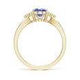thumbnail image 2 of ANGARA Natural Oval 1.25 ct Tanzanite Split Shank Ring with Trio Diamonds in 14K Yellow Gold for Women (Size-8x6mm) | December Birthstone, Anniversary, Jewelry Gift for Women | Natural Tanzanite Ring, 2 of 8