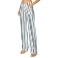 thumbnail image 2 of Cali1850 Women's Casual Linen Pants 32" Inseam Oceanside Drawstring Smocked Waist Lounge Beach Pants with Pockets, 2 of 7