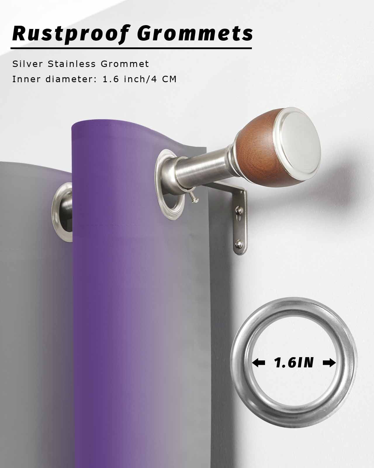 Outdoor Curtains for Patio, Purple Ombre Waterproof Blackout Outside Curtain for Porch/Pergola/Gazebo, Grey Modern Art Farmhouse Thermal Insulated Drapes for Cabana, 2 Panels, 54 x 95 Inch