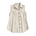 thumbnail image 6 of QIYAGBSA Waffle Knit Vest for Women Long Sleeveless Cardigan Vest Button Down Lapel Collar Flap Pockets Side Slits Soft Layering Fall Spring Casual Errands Travel (Beige, M), 6 of 8