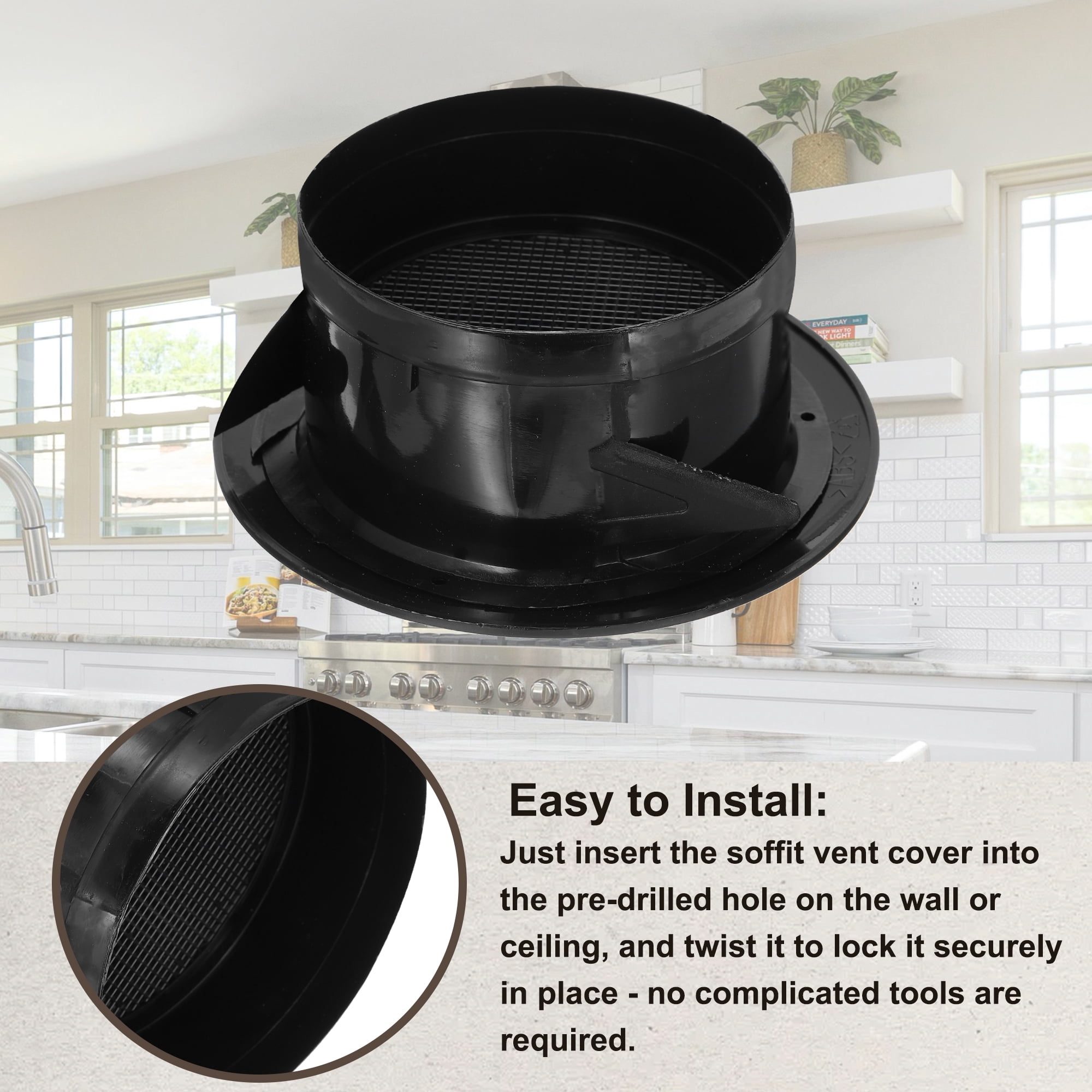 Uxcell Round Air Vent Cover Soffit Vents ABS Ceiling Vent Covers Air Vent Louver for Living Room Greenhouse 5 Inch