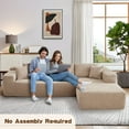 thumbnail image 3 of Ovios Corduroy Sectional for Living Room Modular Camel Sleeper Sectional Couches and Sofas with Chaise Lounge Modern 104" Oversized L-Shape Sofa No Assembly Required, 3 of 9