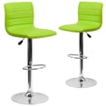 thumbnail image 1 of 2 Pk. Contemporary Green Vinyl Adjustable Height Barstool with Horizontal Stitch Back and Chrome Base, 1 of 9
