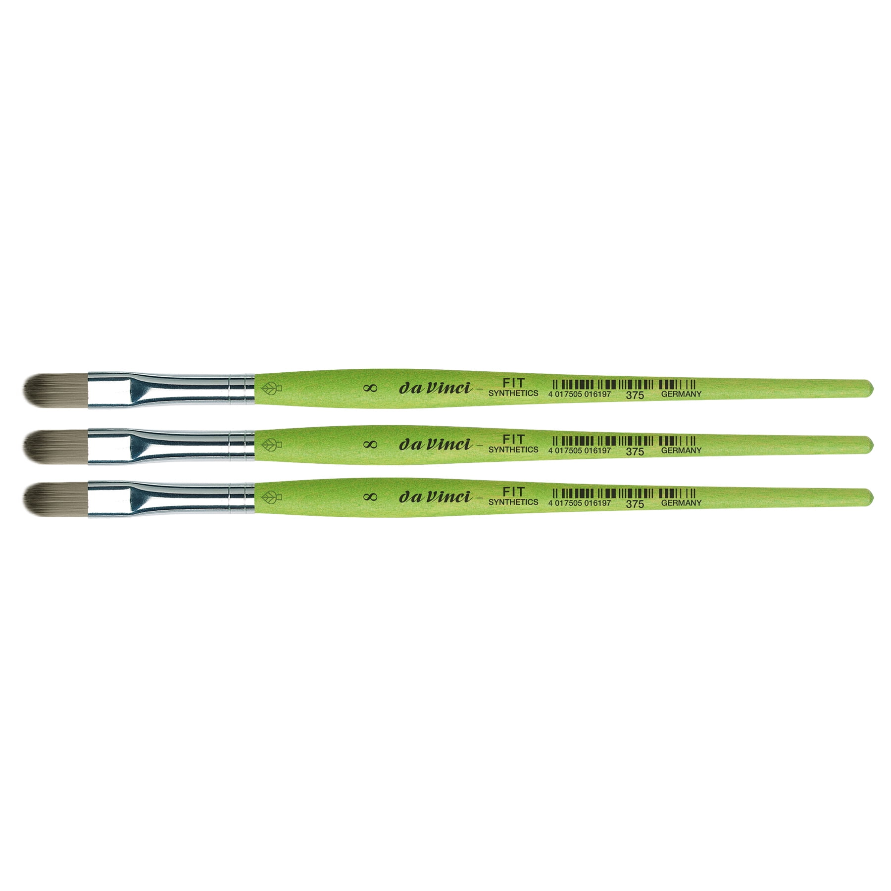 da Vinci FIT Synthetics Student Brush, Synthetic, Acrylic & Tempera, Filbert, Series 375, Size 8, Pack of 3