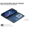 thumbnail image 6 of Case for iPhone 16,Rhombus Pattern Flip Wallet Leather Case with Card Holder Magnetic Closure Shockproof Kickstand Protective Phone Cases Cover,Blue,For iPhone 16, 6 of 10