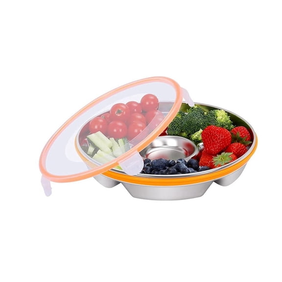 Veggie Tray with Lid and Dip,Divided Serving Tray with Lid Snack Tray with Lid for Platter,Relish Fruit Tray