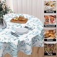 thumbnail image 3 of Spring Blue Leaf Tablecloth Round 60 Inch Summer Watercolor Teal Leaves Table Cloth Rustic Farmhouse Polyester Fabric Table Cover for Kitchen Dining Room Party Home Decor, 3 of 6