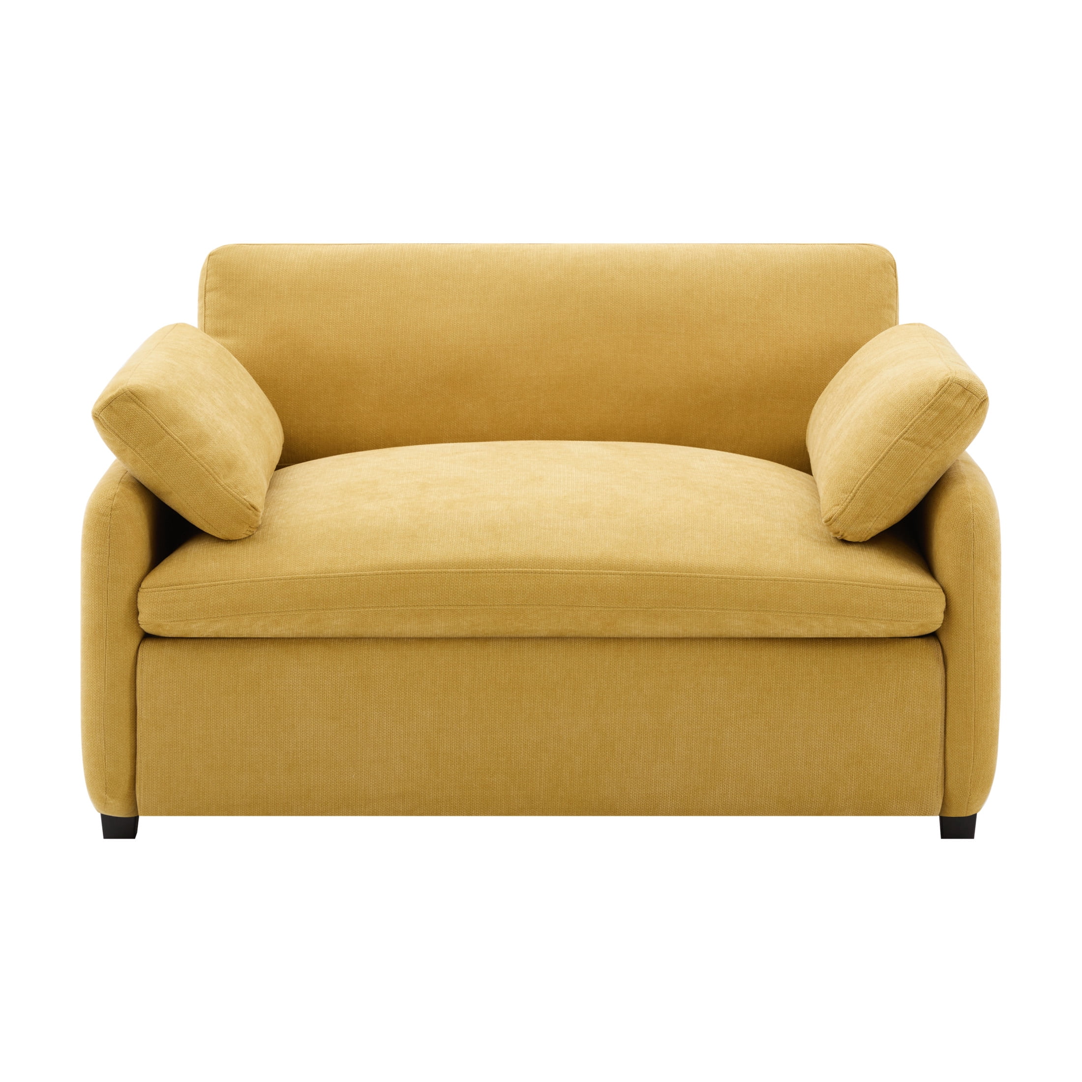 Noble House Iveron Oversized Chenille Upholstered Single Sofa Chair, Armchair Couch with Armrest Pillows, Yellow