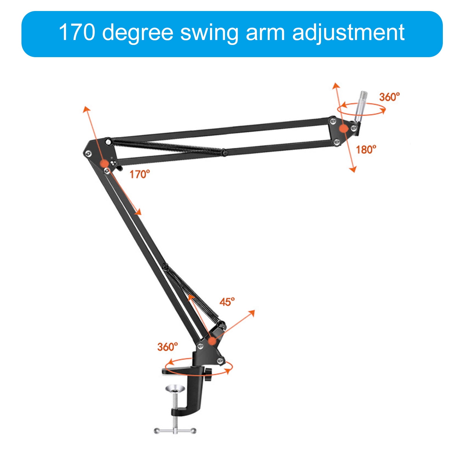 Microphones Desk Mount Stand with Adjustable Height and Angled for Musicians and Vloggers
