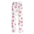 thumbnail image 6 of Qulqfy Women's Hearts Sweatpants High Waist Wide Leg White Valentines Sweatpants Casual Women Drawstring Pants XL, 6 of 6