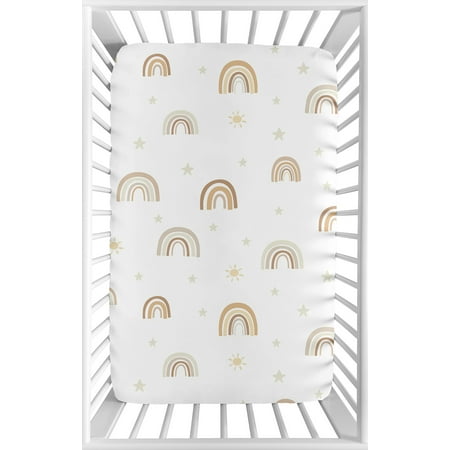 UPC: 0846480096443 | Boho Rainbow Neutral Mini Fitted Crib Sheet by Sweet Jojo Designs