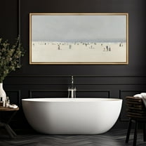 IDEA4WALL Extra Large Framed Canvas Print Wall Art Beach Day in Pastel Victorian Style Seaside Artwork Humanities Culture Antique Retro Fine Art Decorative Relax/Calm for Home Decoration - 60"x30"