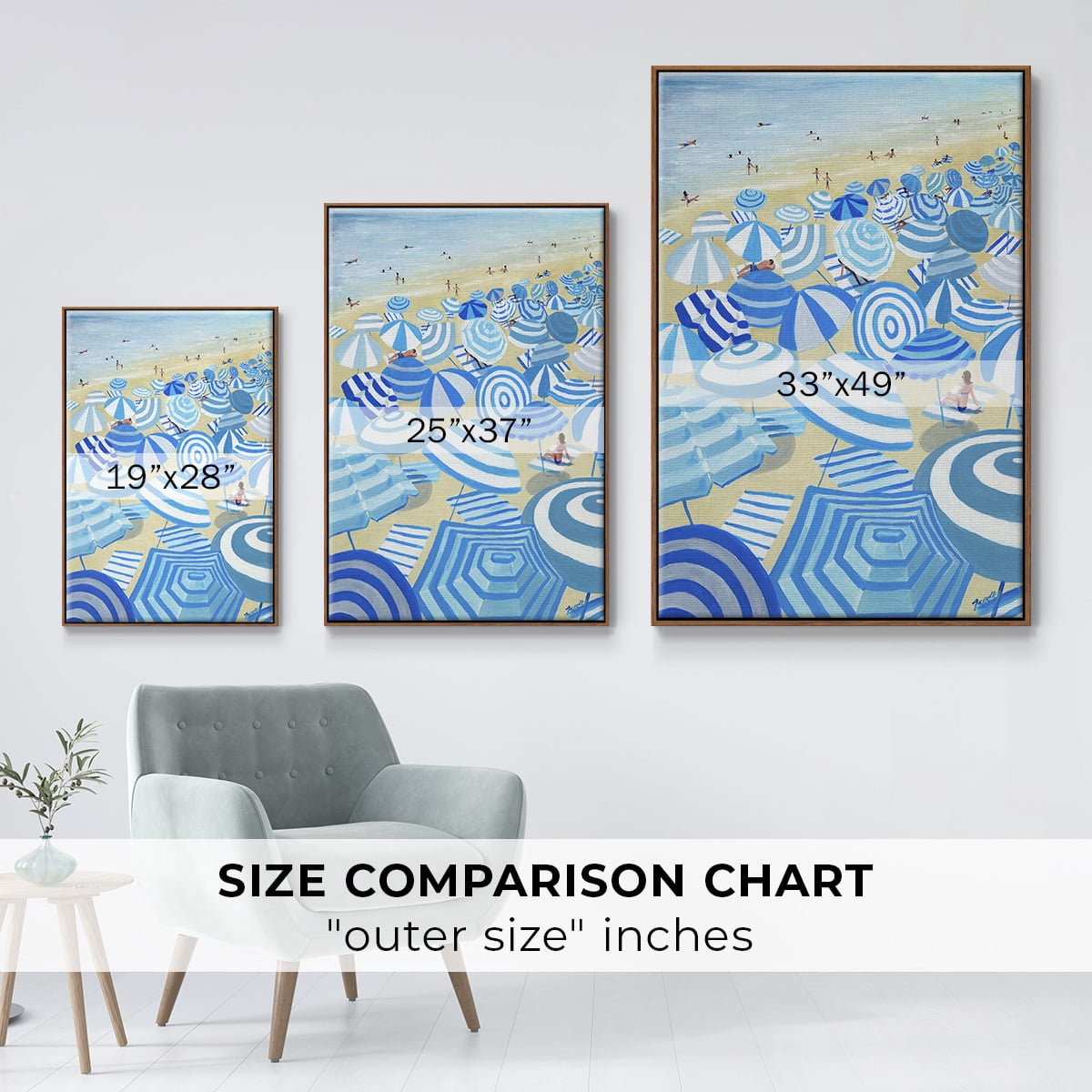 Sky Blue Beach Framed Premium Gallery Wrapped Canvas - Ready to Hang