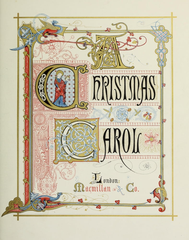 A Christmas Carol 1873 Title Page Illuminated Poster Print by A Trevor