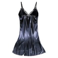 thumbnail image 7 of Kaemgyyd Womens Satin Nightgown Lace Trim Sleepwear Silky Above the Knee Camisole with Built in Bra Lounge Dress（Gray,One Size）, 7 of 7