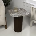 thumbnail image 3 of JONATHAN Y Milos 18" Rustic Minimalist Square Marble/Wood Accent Table, White Marble/Walnut Wood, END5004A, 3 of 7
