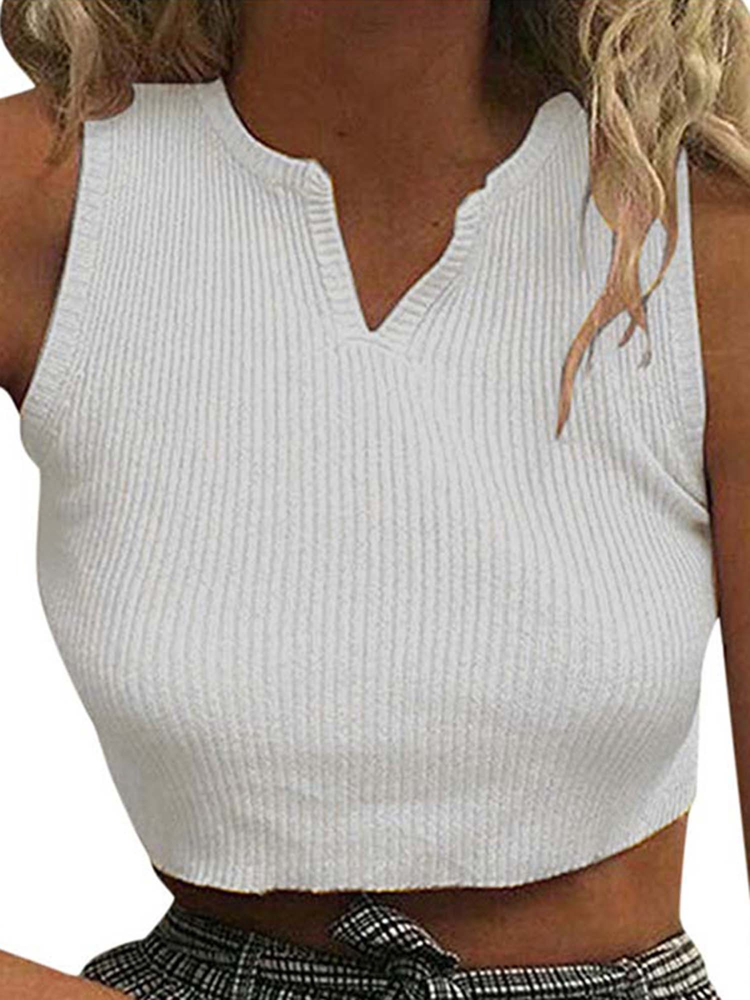 Wodstyle Women's Summer Vest Plus Size Crop Tops Short Sleeve T