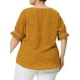thumbnail image 4 of Agnes Orinda Women's Plus Size Blouses Pin Dots V Neck Ruffle Short Sleeve Spring Summer Boho Tops 4X Yellow, 4 of 7