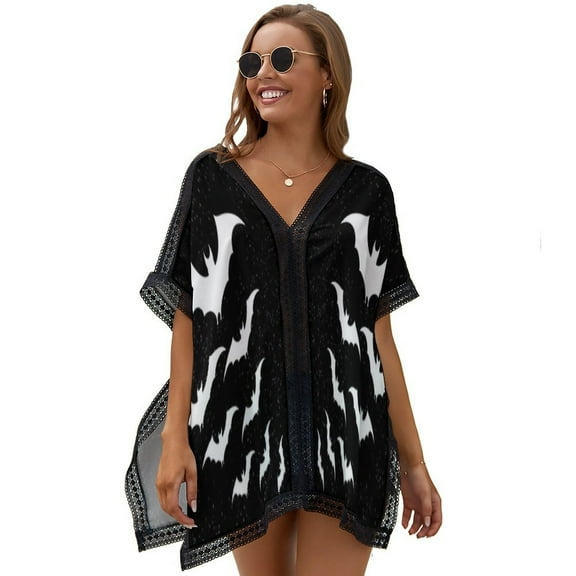 Black Bats Women's Swimsuit Coverup Summer Beach Cover Up Bathing Suit Dress