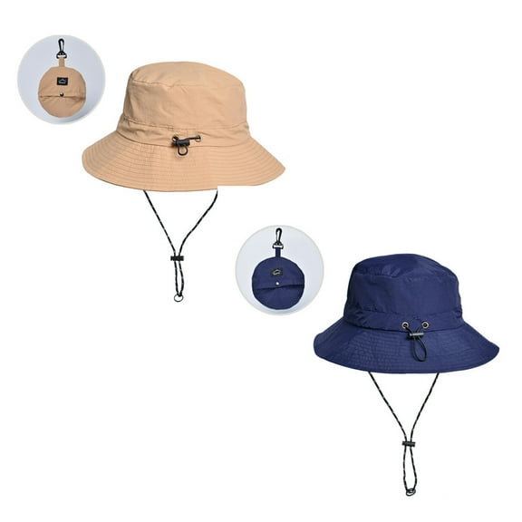 TELOLY 2026 New 2 Pack Womens Sun Hat,Waterproof Fabric Bucket Hats for Woman,Wide Brim Womens Hats,Perfect for Summer Outings,Khaki,Navy