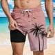 thumbnail image 1 of Ceisia Men's Palm Tree Print Loose Fit Quick Dry Beach Shorts with Inner Lining Pink S Gifts, 1 of 5