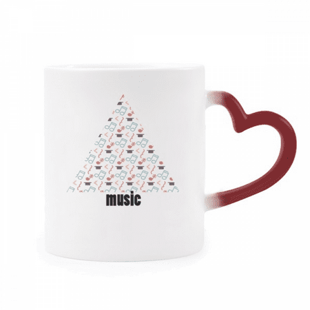 

Tensive Colourful Music Notes White Heat Sensitive Mug Red Color Changing Stoneware Cup