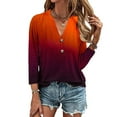 thumbnail image 3 of QIPOPIQ Womens Tshirts V Neck 3/4 Sleeve Buttons Tops Tee Solid Color Blouse Loose Fit Clearance, 3 of 6
