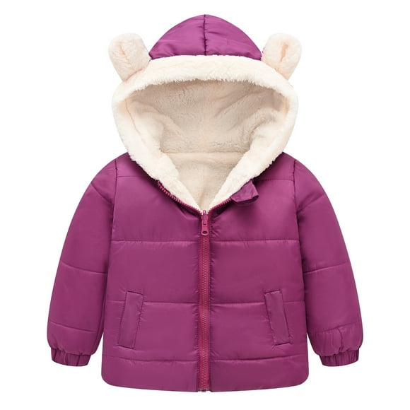 Posijego Girls Boys Hooded Puffer Jacket Lightweight Full Zip Long Sleeve Kids Fleece Lined Coat with Pockets