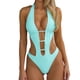 thumbnail image 1 of Tank Tops sin Mangas para las Mujeres de la Moda Color Sólido V-Cuello Traje de Baño con Forro Incorporado Y Falda Lateral Superposición, Elástico Secado Rápido Tejido Bikini Top, Mujer Tank Tops Alt, 1 of 4