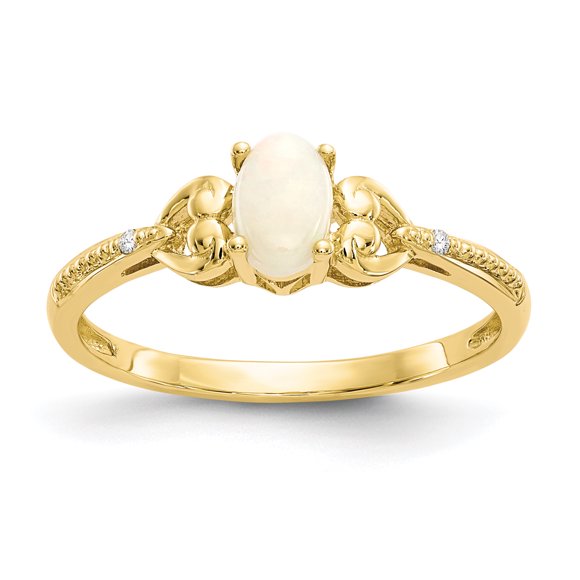 10K Yellow Gold Opal Diamond Ring