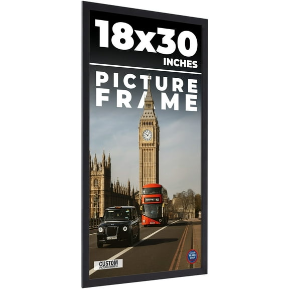 18x30 Frame Black Real Wood Picture Frame Width 0.75 inches | Interior Frame Depth 0.5 inches |